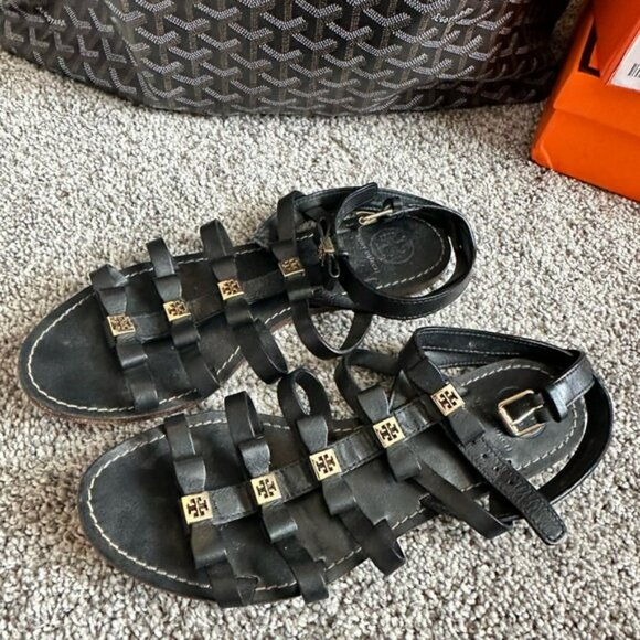 Tory Burch Black Gladiator Sandals with Bows - Picture 2 of 5